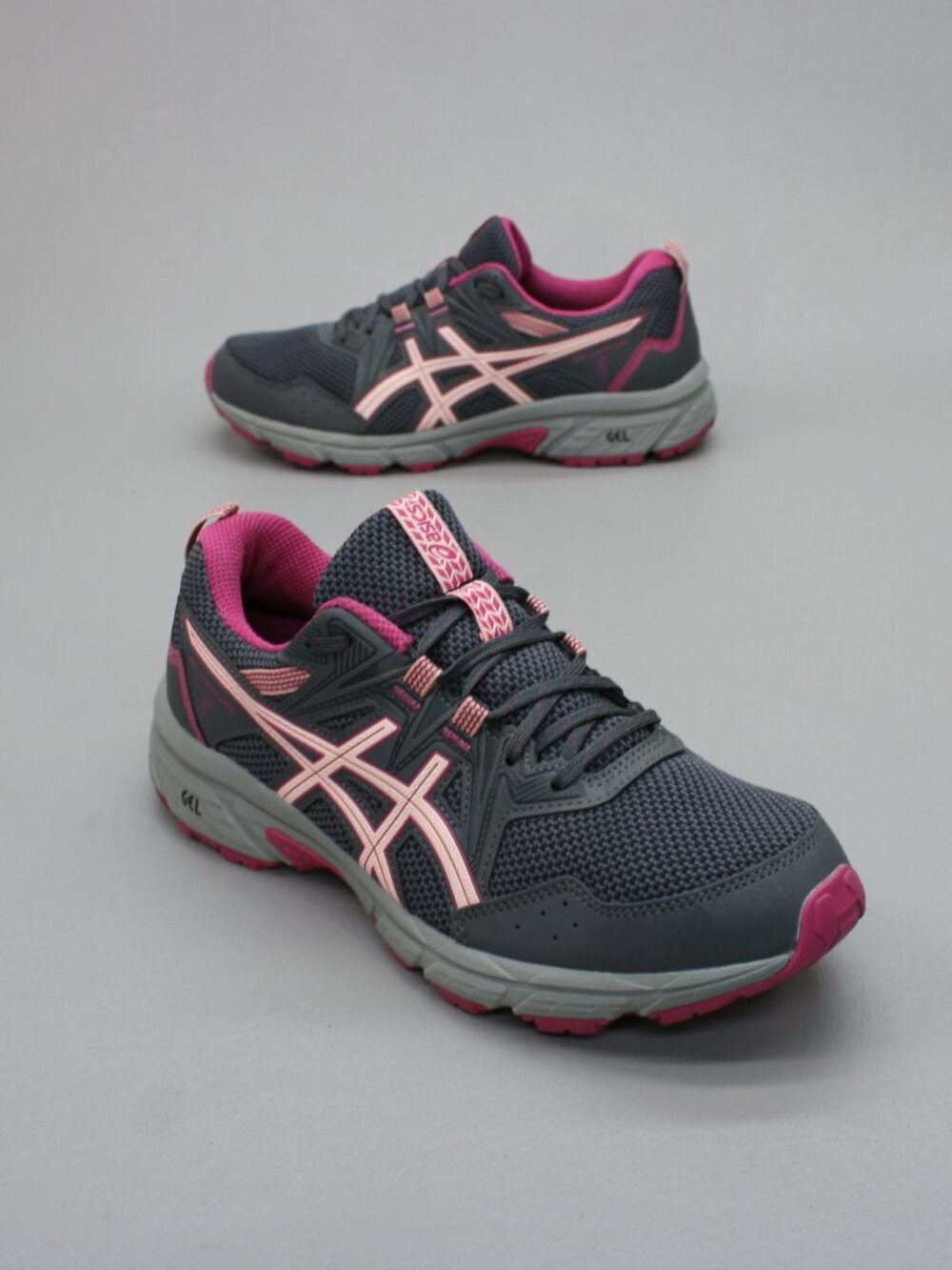 Asics Ladies 8.5 Gel-Venture 8 Gray Pink Trail Running Shoes Sneakers 1012A708